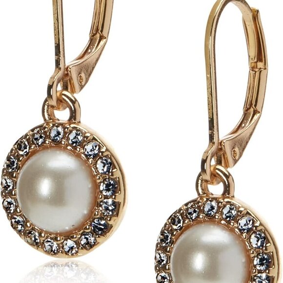 Jewelry - Pearl Halo Drop Earrings Glass Base Womens White Jewelry Elegant Gift